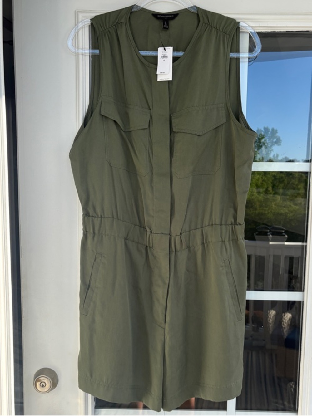 Banana Republic Olive Sleeveless Utility Romper